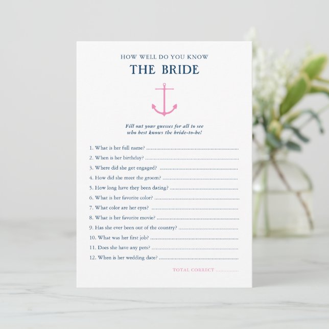 Invitación Náutico Cómo Conocer Novias Jugar Ducha De Novias (Anverso de pie)