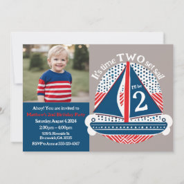 Invitación Náutico es hora de dos marineros en segundo cumple