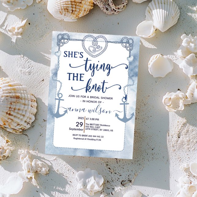Invitación Náutico Fiesta de Despedida de Soltera "Ella Está  (nautical wedding bridal invitations destination elegant modern tropical coastal beachy classic beach)