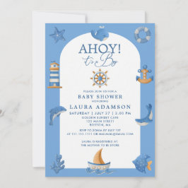 Invitación Náutico Marinero Océano Ahoy Es un Niño Fiesta de 