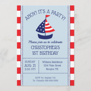 Invitación Náutico Patriótico Primer cumpleaños