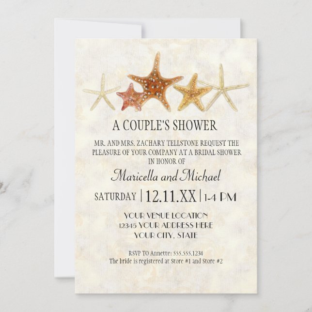 Invitación Nautilus Scallop Sea Shell Patrón moderno (Anverso)
