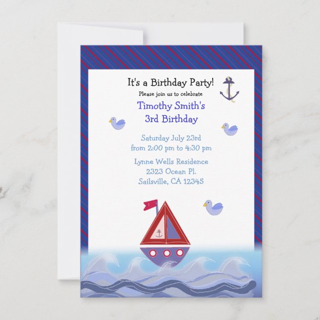 Invitación Navega lejos en las olas (Anverso)