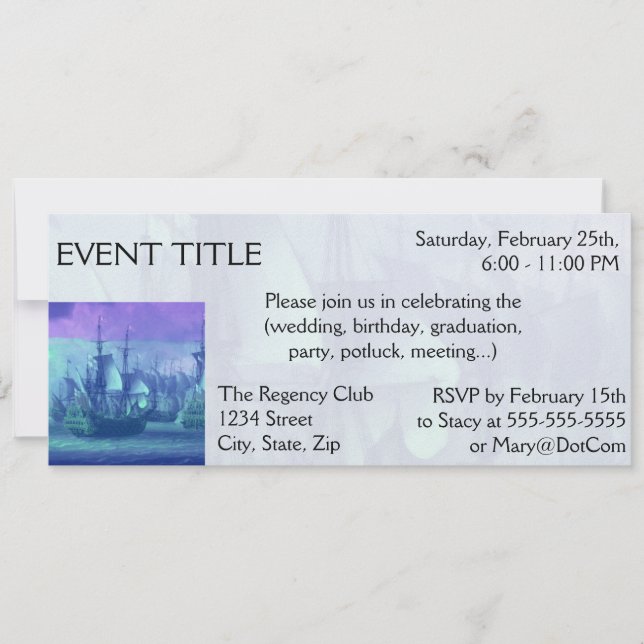 Invitación Navegación en alta mar. (Anverso)