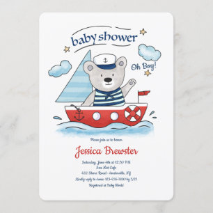 Invitación Navegación por Baby Shower de Teddy Bear