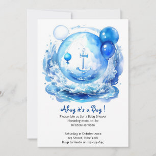 Invitación Navegando hacia la felicidad: Watercolor Boy Baby
