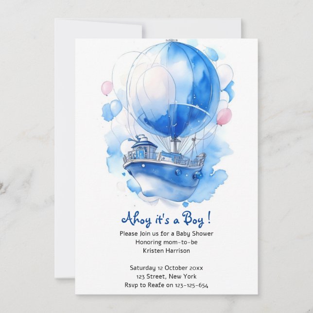 Invitación Navegando por la paternidad: Baby Shower de Nautic (Anverso)