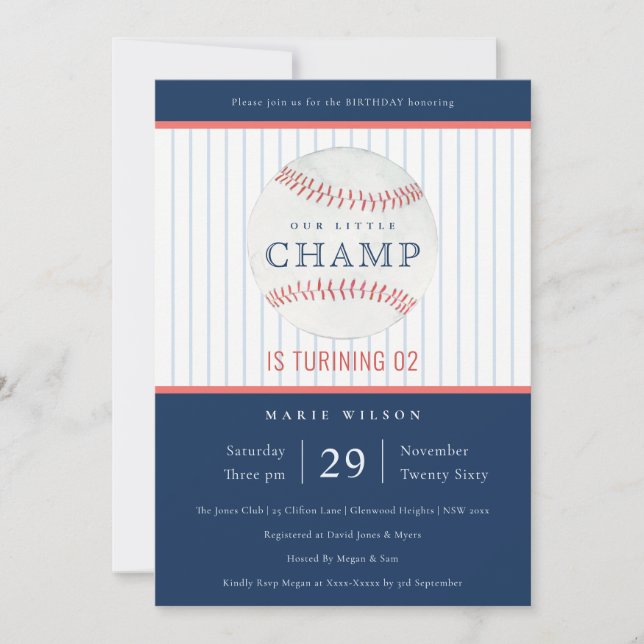 Invitación Navegue nuestro pequeño campeón de béisbol de cual (Anverso)