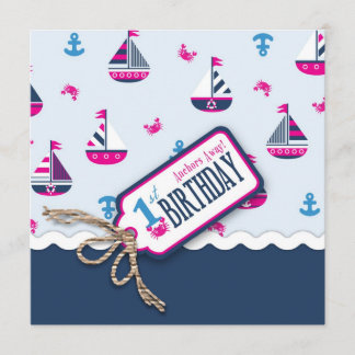 Invitación ¡Naves Ahoy! El cumpleaños del chica invita al