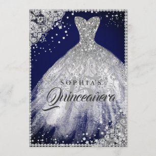 Invitación Navía de bata de encaje de diamante Quinceanera
