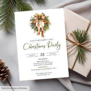 Invitación Navidad Acuarela Minimalista Rústica Verde Rojo Ac