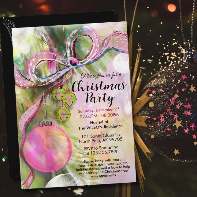 Invitación Navidad Acuarela Rosa Suave y Verde Salvia Chic (Chic Soft Pink & Sage Green Watercolor Christmas Invitation)