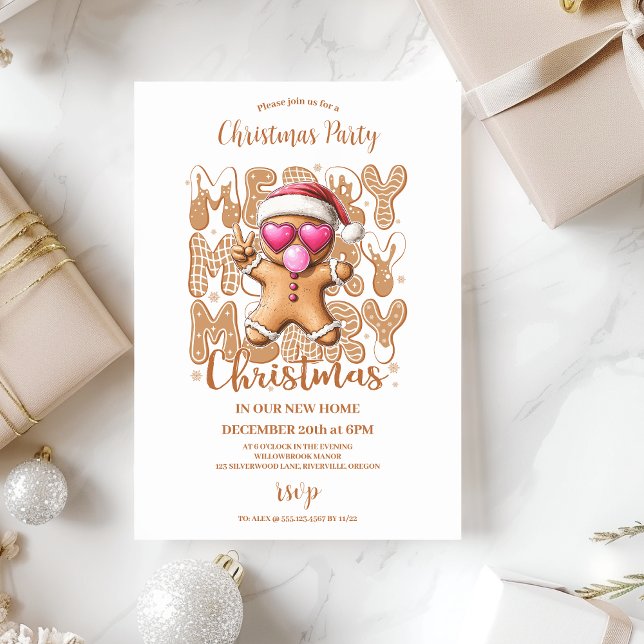 Invitación Navidad adorable de pan de jengibre (Subido por el creador)