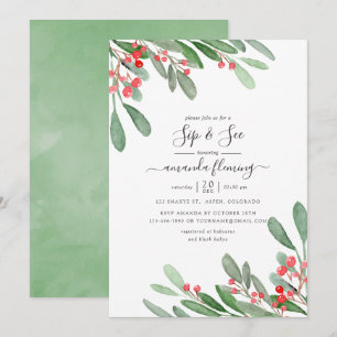 Invitación Navidad alegre acuarela Sorbo y Ver