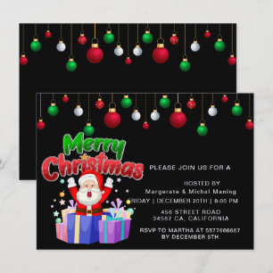 Invitación Navidad Alegre Moderno Brillante Colorido