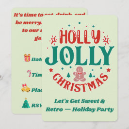 Invitación Navidad Alegre y Feliz Hombre de Jengibre Dulce Re