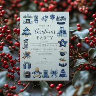 Invitación Navidad Azul Acogedora