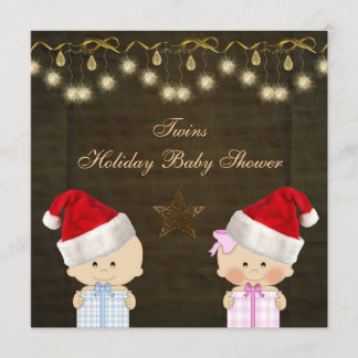 Invitación Navidad Baby Shower de los gemelos del muchacho y
