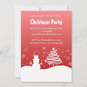 Invitación Navidad Blanca Invierno Maravilla Muñeco de Nieve