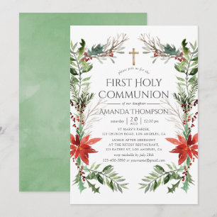 Invitación Navidad Bosque Invernal Primera Comunión