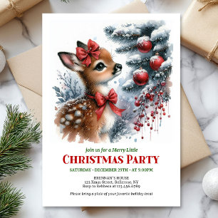 Invitación Navidad bosque nevado ciervo acuarela moderna