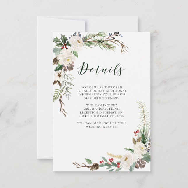 Invitación Navidad Botánica | Detalles de Invitado de Boda (Anverso)
