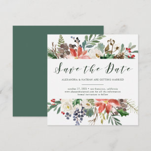 Invitación Navidad Botánica   Guión de Fiesta Save the Date