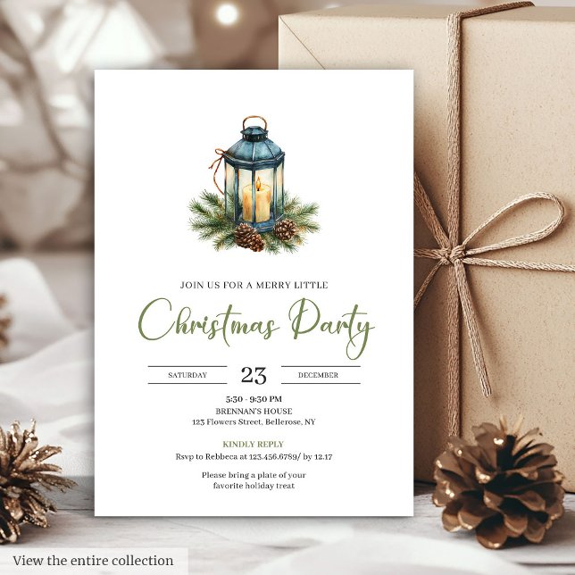 Invitación Navidad Botánica Neutral Bohemio con Estilo (Stylish Bohemian Neutral Botanical Christmas Invitation)