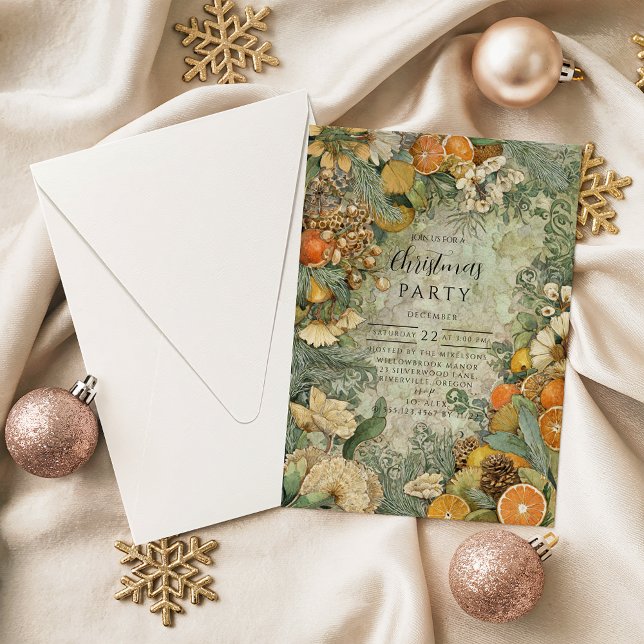 Invitación Navidad Botánica Rústica del Bosque (Subido por el creador)