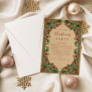 Invitación Navidad Botánica Vintage