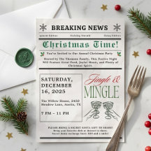 Navidad Cóctel Jingle y Mingle de periódico 