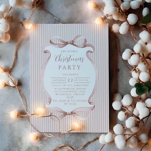 Invitación Navidad con cinta rosa (Subido por el creador)