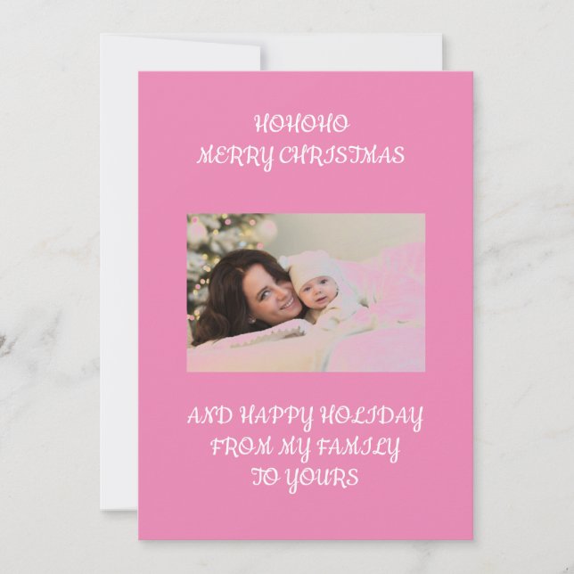 Invitación Navidad con foto personalizada rosa  (Anverso)