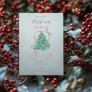 Invitación Navidad con lazo rosa Coquette