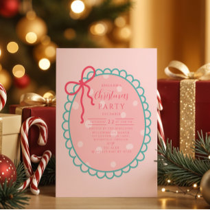 Invitación Navidad con lunares rosados
