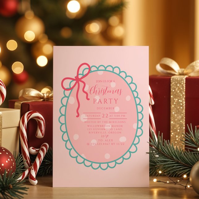 Invitación Navidad con lunares rosados (Subido por el creador)