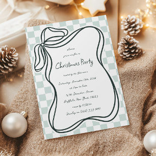 Invitación Navidad con marco de lazo caprichoso dibujado a ma
