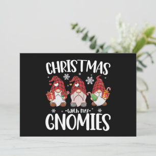 Invitación Navidad con mis Gnomies Búfalo Cuadros Rojos Gnome