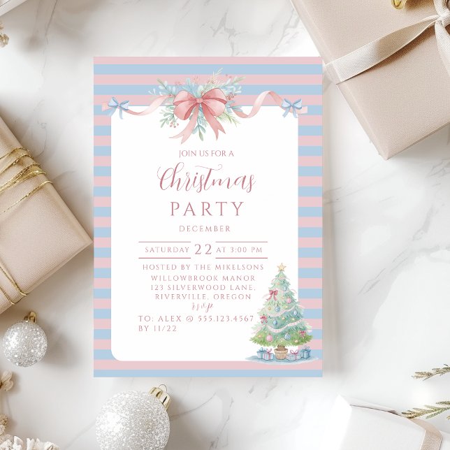 Invitación Navidad con rayas de caramelo pastel (Subido por el creador)