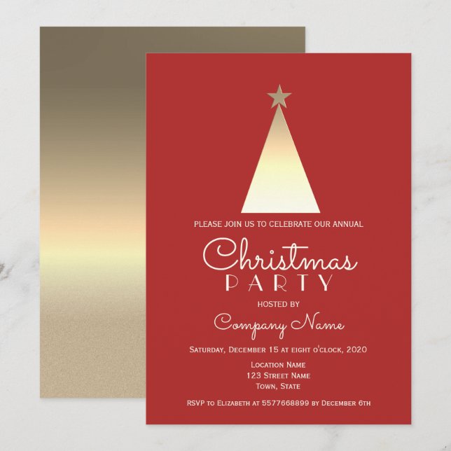 Invitación Navidad Corporativa Roja (Anverso / Reverso)