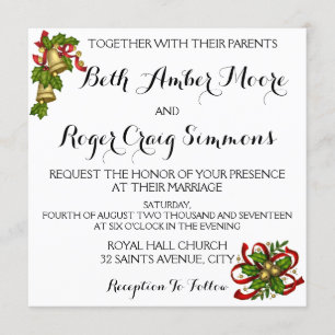 Invitación Navidad de Belces del muérdago que casa la