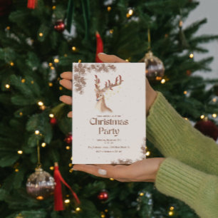 Invitación Navidad de ciervos y piñas de pino