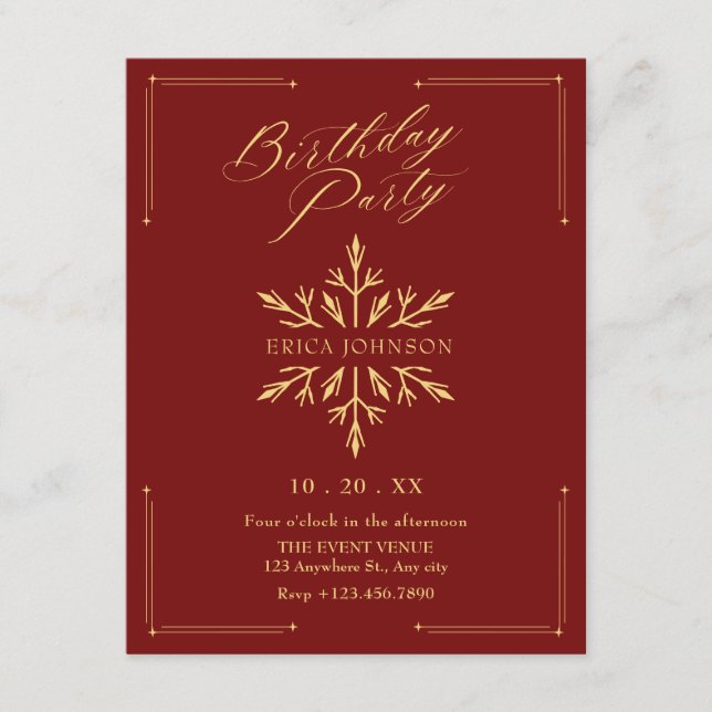 Invitación Navidad de cumpleaños  (Anverso)