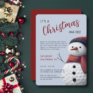 Invitación Navidad de Golf Vacaciones Par-Tee Muñeco de Nieve