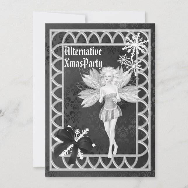Invitación Navidad de hadas gótico alternativo (Anverso)