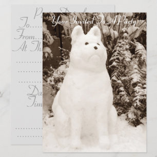 Invitación navidad de nieve akita de nieve divertida
