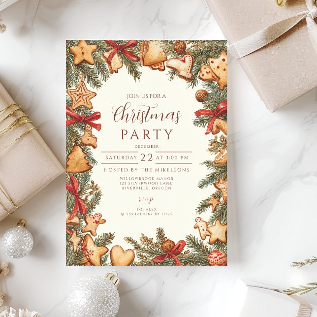 Invitación Navidad de Pan de Jengibre Rústico (Subido por el creador)
