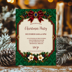 Invitación Navidad de terciopelo de tono de joya Coquette