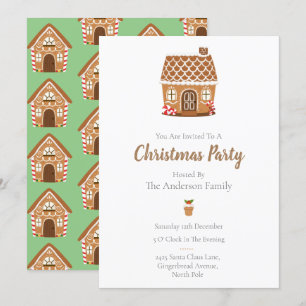 Invitación Navidad de una casa de pan de jengibre