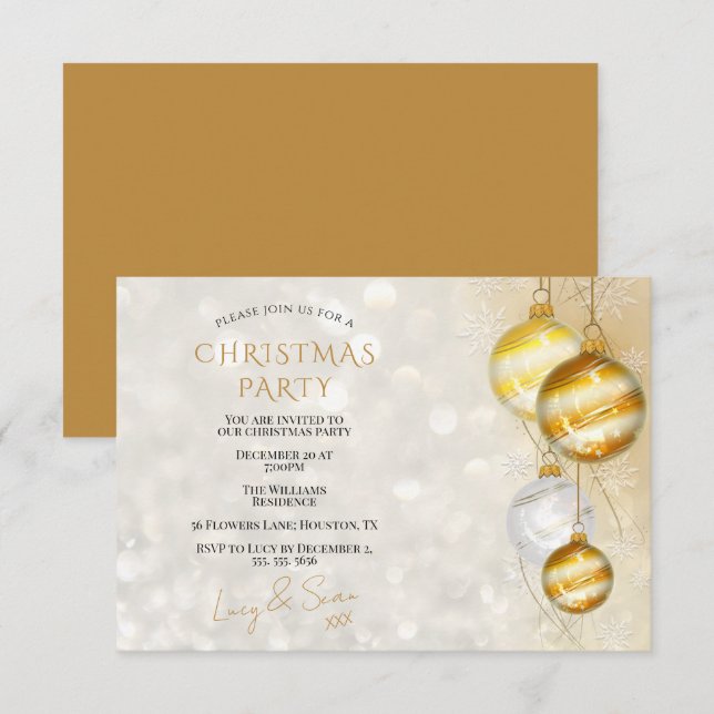 Invitación Navidad decorativa (Anverso / Reverso)